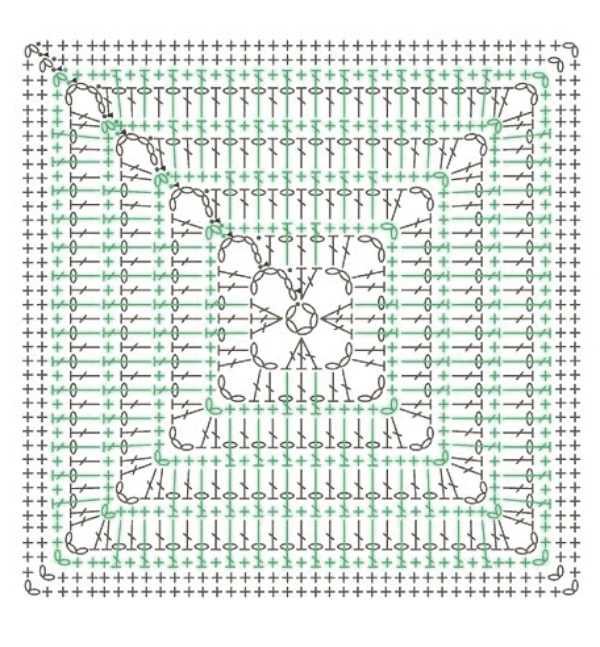 Two Color Solid Granny Square diagram