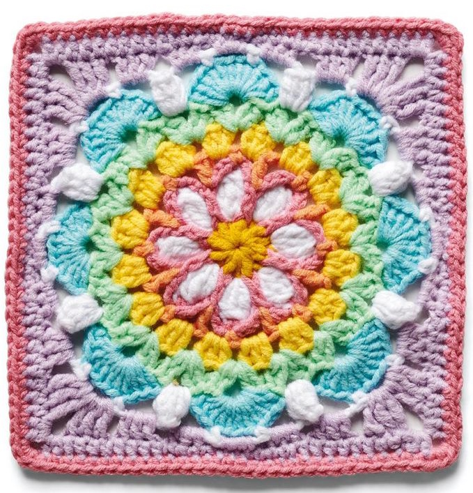 circle flower granny square